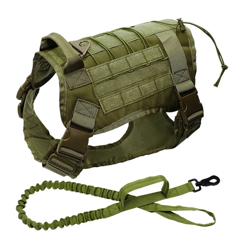 Green Уличная камуфляжная тактическая жилетка для собак Военный патруль K9 жгут для домашних животных поводок для домашних животных набор для обслуживания собак боевой жилет MOLLE комплекты для домашних животных - Цвет: Green