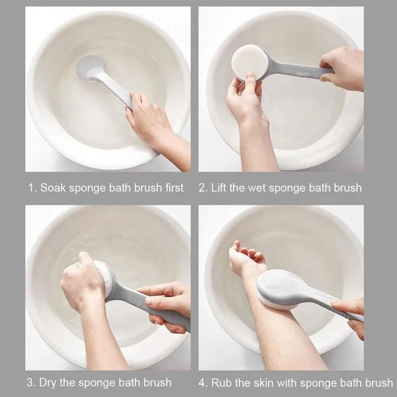 Long Handle Exfoliating Sponge Bath Scrubber Back Body Scrub Exfoliation Cleaning Equipment Bathroom Shower Rubbing Mud Brush body scrub