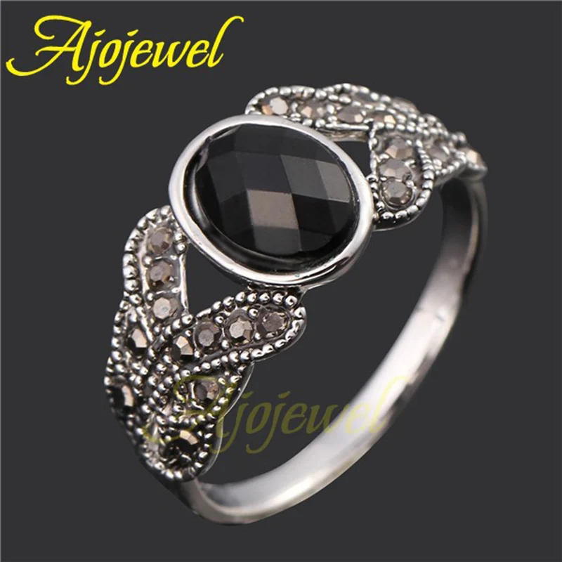 Ajojewel#6-9 Ретро стиль простое черное кольцо из смолы для женщин