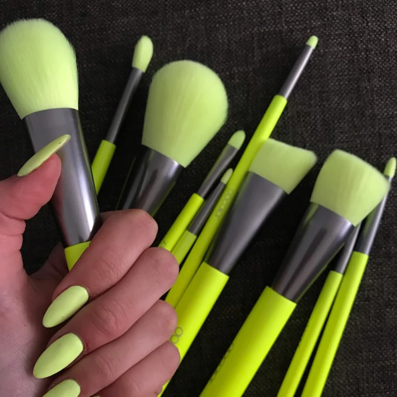 10Pcs Neon Makeup Brushes Powder Foundation Eyeshadow Professional Make Up Brushes Set Hair Synthetic Cosmetics Brush