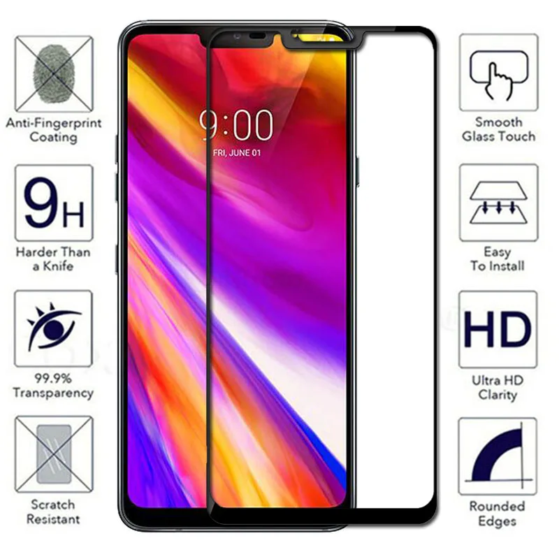Premium Full Cover Tempered Glass For LG G7 ThinQ Screen Protector Protective Glass For LG G7 One Fit Plus Q9 Full Glue Glass mobile screen guard
