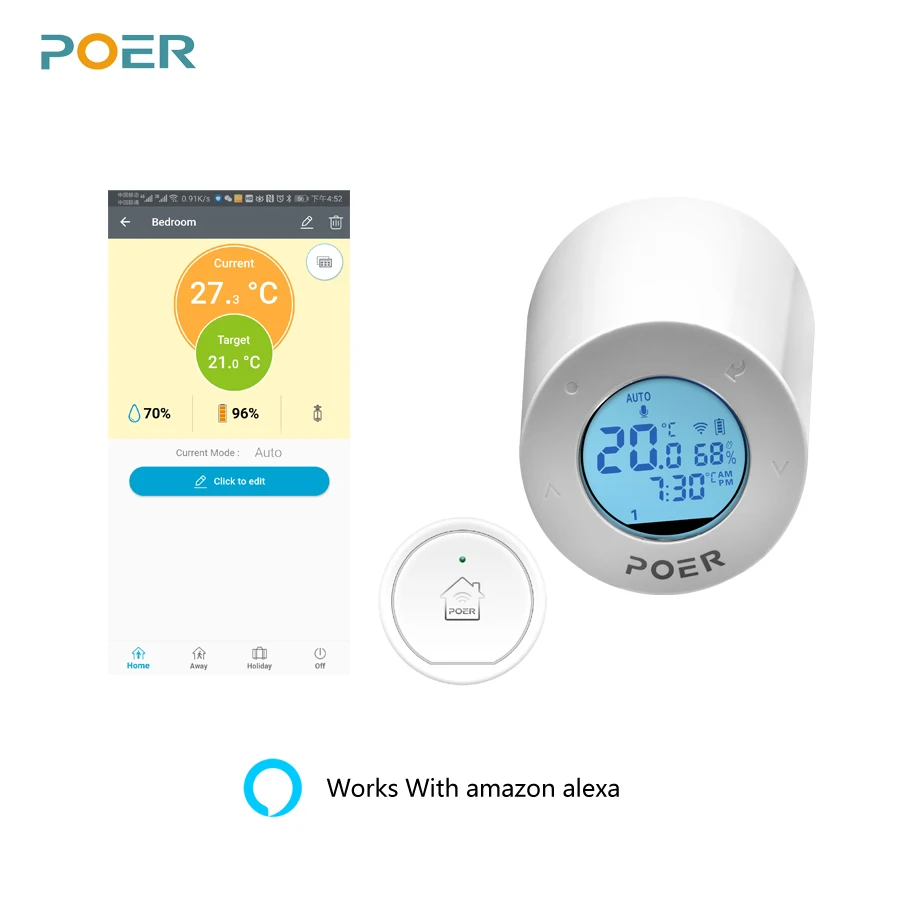 Controlador do Radiador Integrado com Caldeira Funciona com Alexa Wifi Termostato Inteligente Termorregulador Umidade Display