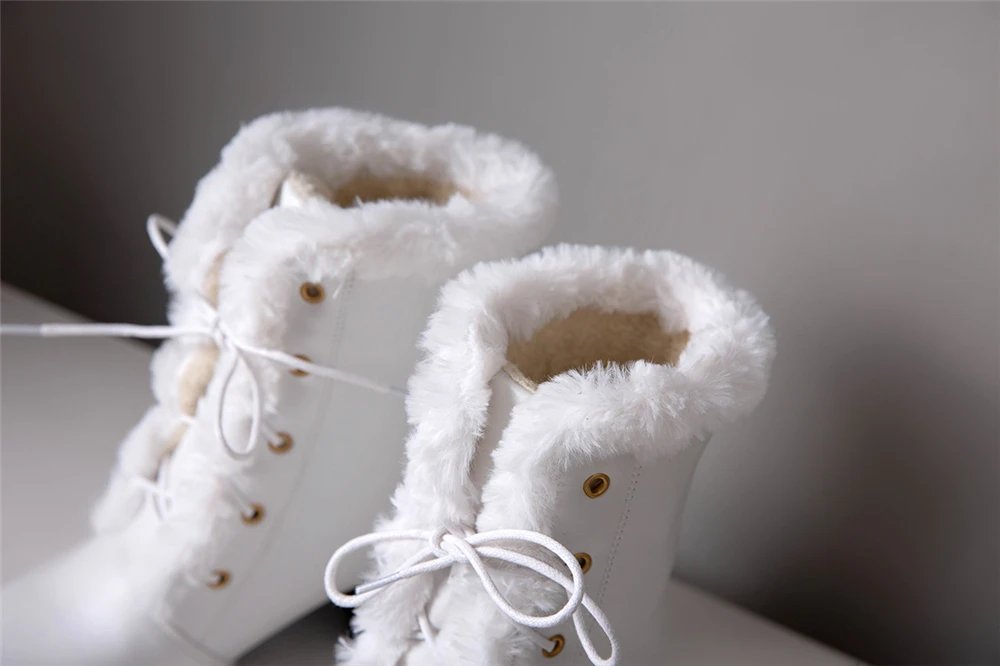 Г. Зимние женские ботильоны на меху Высококачественная однотонная женская обувь на квадратном каблуке со шнуровкой модные ботинки на высоком каблуке Botines Mujer 33