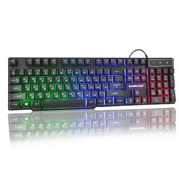 

104 Keys Gaming Keyboard Luminous Character Mechanical Keyboard with Keypad Wired USB Ergonomic Keyboard for PC Gamer