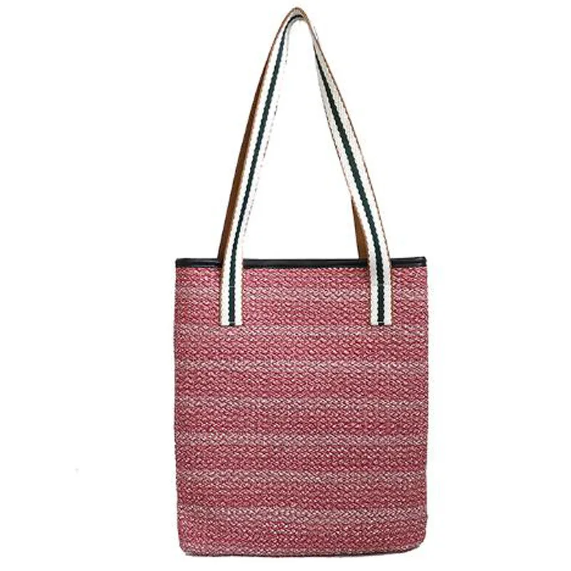 

New Striped Woven Bag Wild Hit Color Women'S Shoulder Bag Casual Fashion Shopping Bag