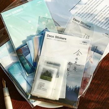 

40pcs/pack Vintage Sea Waves Stickers Set Decorative Stationery Stickers Scrapbooking DIY Diary Album Stick Label Autumn