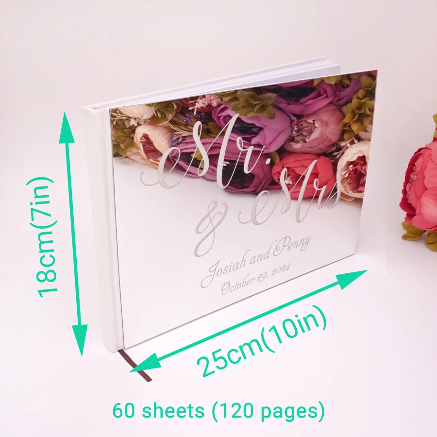 25x18cm Personalized Wedding Party Horizontal Mr&Mrs Signature Acrylic Mirror Guestbook Party Favors Bride Gifts