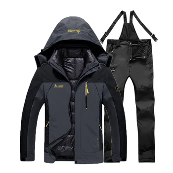 

Oversized Men Winter Waterproof Fish Trekking Hiking Camp Ski Climb Warm Plus Size Cotton Outdoor Jackets Pants Suit Detachable