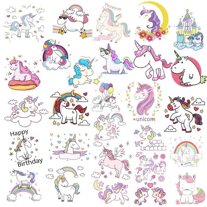 Kawaii нашивки в форме единорога термонаклейка на одежду мультяшная наклейка