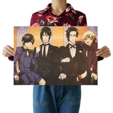 [G102] Kuroshitsuji B-Ностальгический ретро плакат из крафт-бумаги экран для помещений кафе декоративная живопись