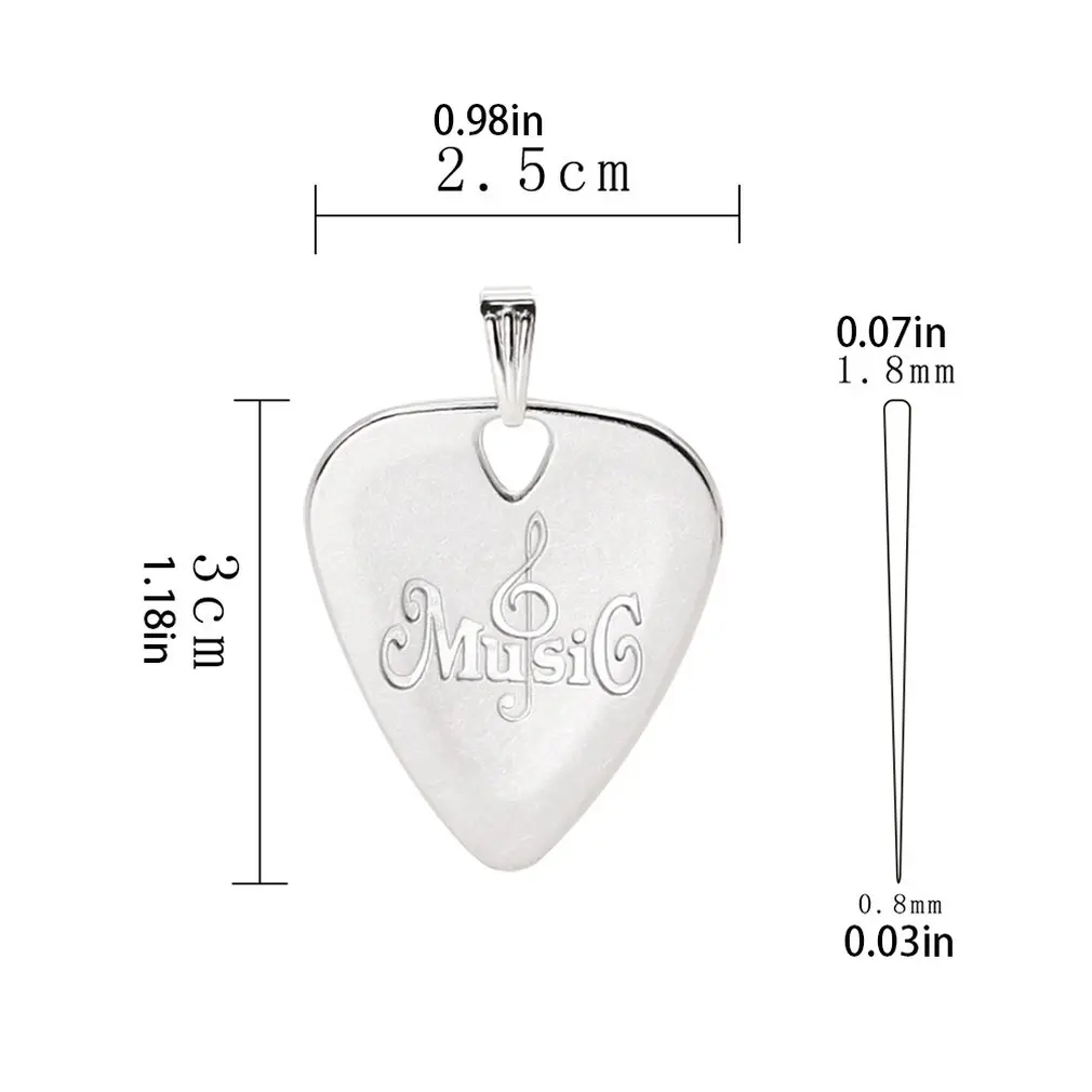 GT-26 Silver Guitar Pick Necklace Guitar Pick Necklace Guitar Accessories Pick Small Portable Accessories