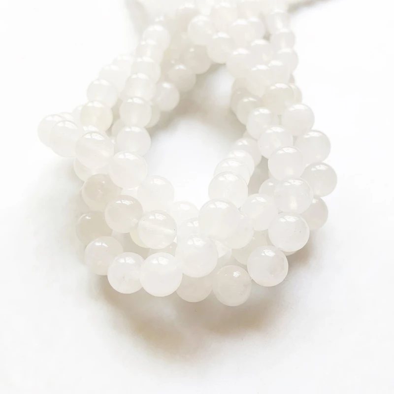Round Shape Natural White Stone Beads Strand 4 6 8 10 12mm Loose for Jewelry Making Diy Bracelet Component | Украшения и
