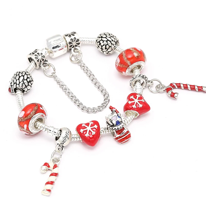 thumbnail image 1 of Pulsera con colgante de árbol de Navidad y campana de 19 estilos, color plateado, para mujeres y niños, hecha a mano, regalo de joyería navideña, 1 of 5