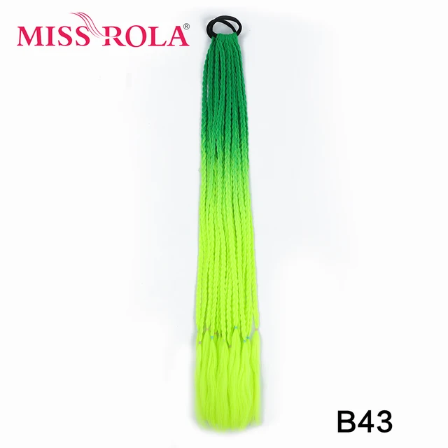 Synthetic Chignon Hair 60cm Hair Color Gradient Dirty Braided Ponytail Women Elastic Hair Rubber Band Hair Accessories Headband B43