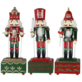 

Christmas Nutcracker Music Box 32cm Wooden Movable Soldier Ornaments To Create A Festive Atmosphere For Home Decoration