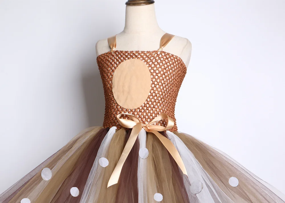 Коричневое платье-пачка с оленем для девочек костюм на Хэллоуин, Рождество, Олень Детские платья-пачки для девочек, платье для дня рождения детская одежда
