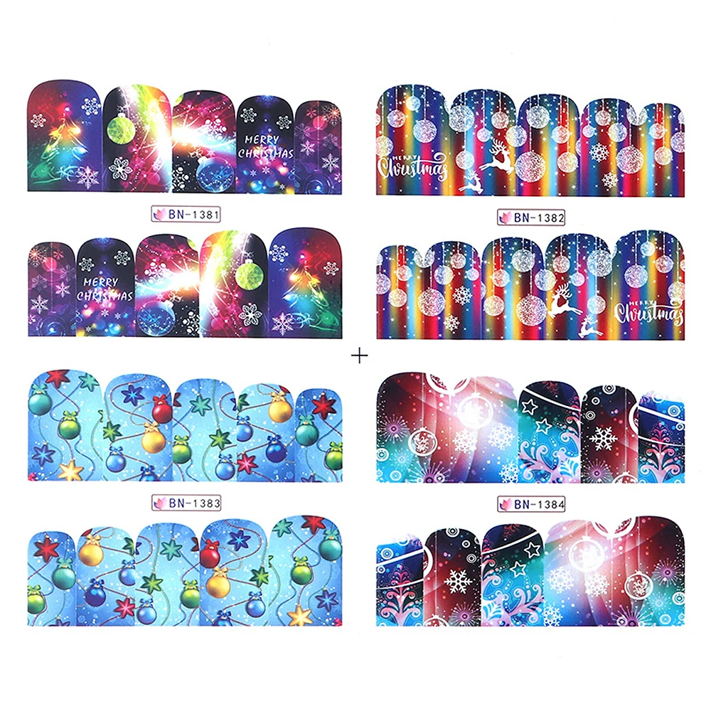 Multicolor Новинка, 1 набор, дизайн Санта/Клаус/Лось/снеговик, переводная наклейка из фольги для ногтей, дизайн ногтей для рождественских символов, инструменты для украшения маникюра - Цвет: Multicolor