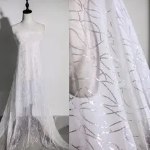 GLace 1Y/лот волнистая сетка с блестками Серебристая белая блесточка ткань для свадебного платья материал корпуса DIY TX1329