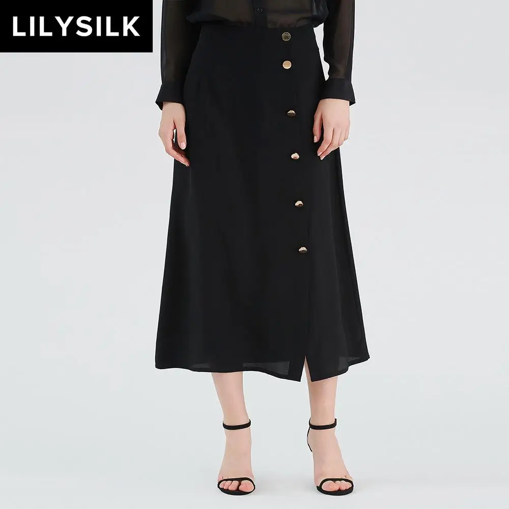 LilySilk 18mm Silk Skirt Classic Button Closed Ladies NEWS Free Shipping | Женская одежда