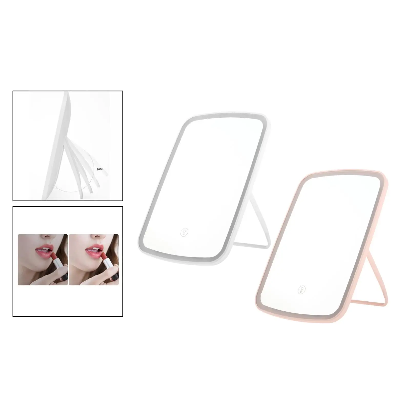 Desktop High-Definition Anti- LED Makeup Mirror Touch Control for Bathroom Countertop Travel Use