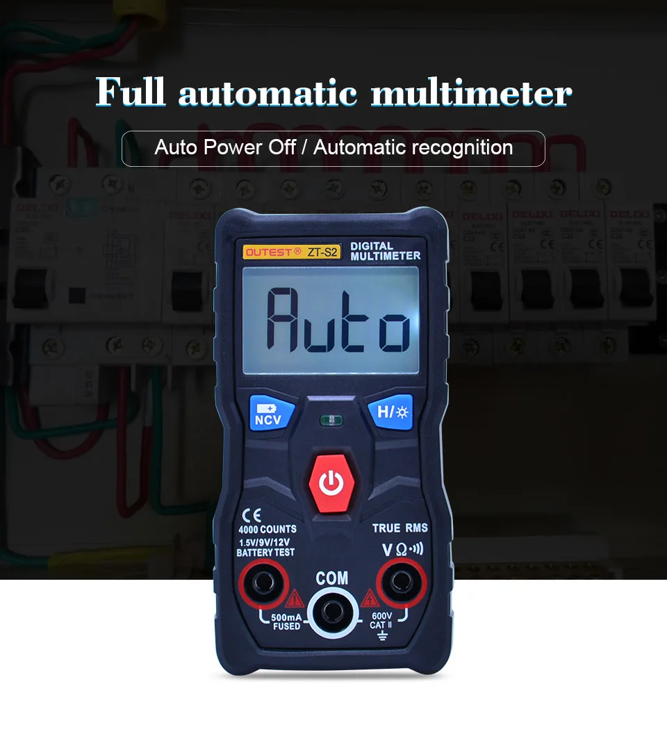 ZOYI ZT-S2 Цифровой мультиметр Автозапуск 4000 отсчетов true rms Multimetro AC DC 600 в вольтметр+ батарея/NCV тест ЖК-подсветка