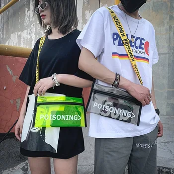

Transparent Crossbody Bags Beach Bags Handbags 2019 Summer New Fashion Unisex Casual Letters Cool Shoulder Bags Messenger Bags