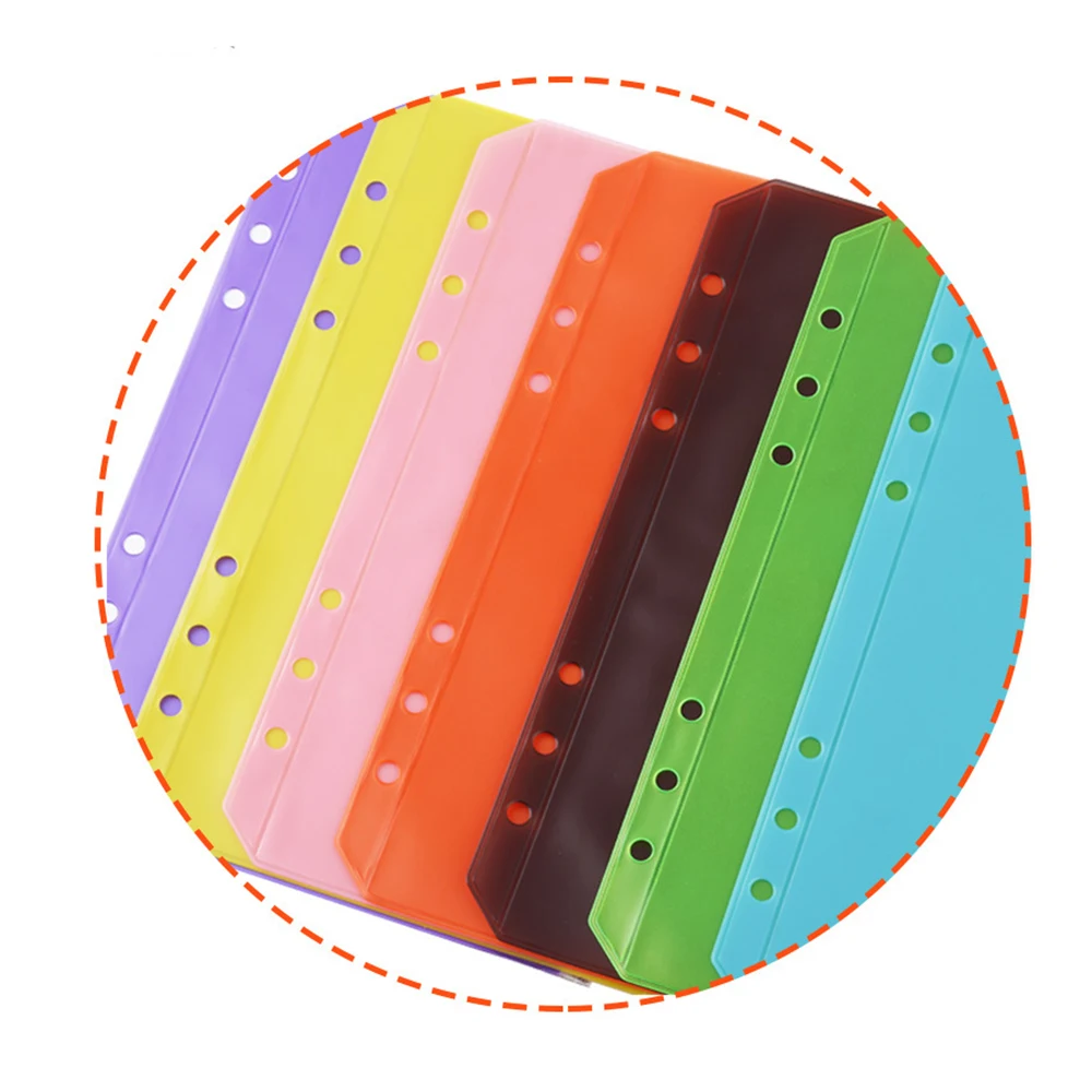 A5/A6 Binder Pockets PVC Binder Loose Leaf Bag Colorful Zipper Folders For 6-Ring Notebook Binder Pouch Document Filing Bags