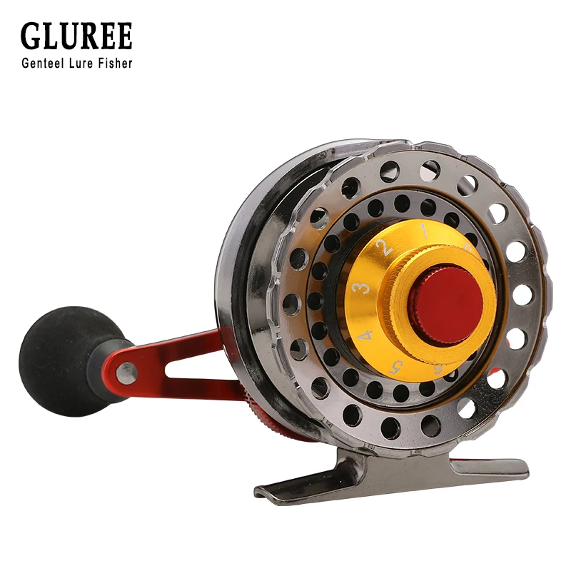 

GLUREE Metal Fishing Rafts Fly Fishing Reel 6+1BB 2.6:1 Red Left/Right Hand Bait Casting Fresh/Saltwater Magnet Brake Front Reel