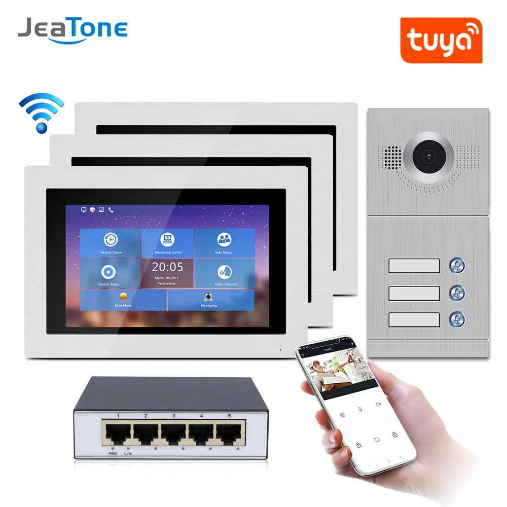 WIFI IP Video Door Phone Intercom System Video Doorbell 7'' Touch Screen for 3 Floors Apartment/8 Zone Alarm Support Smart Phone WIFI IP Video Door Phone Intercom System Video Doorbell 7'' Touch Screen for 3 Floors Apartment/8 Zone Alarm Support Smart Phone