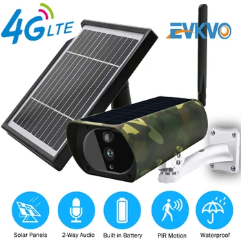 

EVKVO Solar Camera 4G SIM Card IP Camer 3MP HD Battery CCTV Camera Smart Home Security Camera Outdoor Metal Case PIR Motion P2P