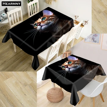 

Hot Custom Cute Cat Rectangular Tablecloth Waterpoof Oilproof Dinner Home Decoration Polyester Table Cover More Size