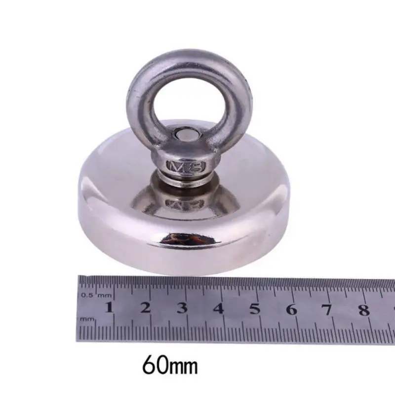 D60mm Мощный магнит Eyebolt круговое кольцо Диаметр мм неодимовые магниты для рыбалки спасательной охоты восстановления - Цвет: D60mm