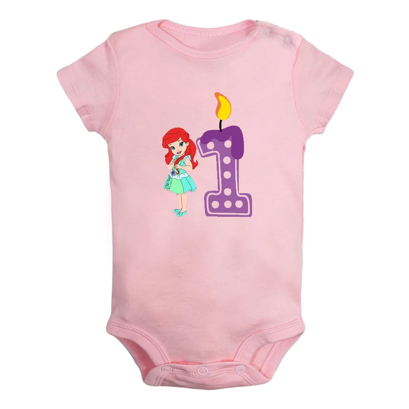 JaBaby2825PD Милый маленький Ариэль, Золушка, Мерида, свечи для первого дня рождения, Одежда для новорожденных, комбинезон, боди для младенцев, одежда, подарок на день рождения - Цвет: JaBaby2825PD
