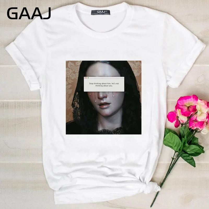 GAAJ Edgy Mona Lisa футболка Женская Harajuku одежда женская футболка с графическим принтом винтажные Топы футболка размера плюс женская футболка