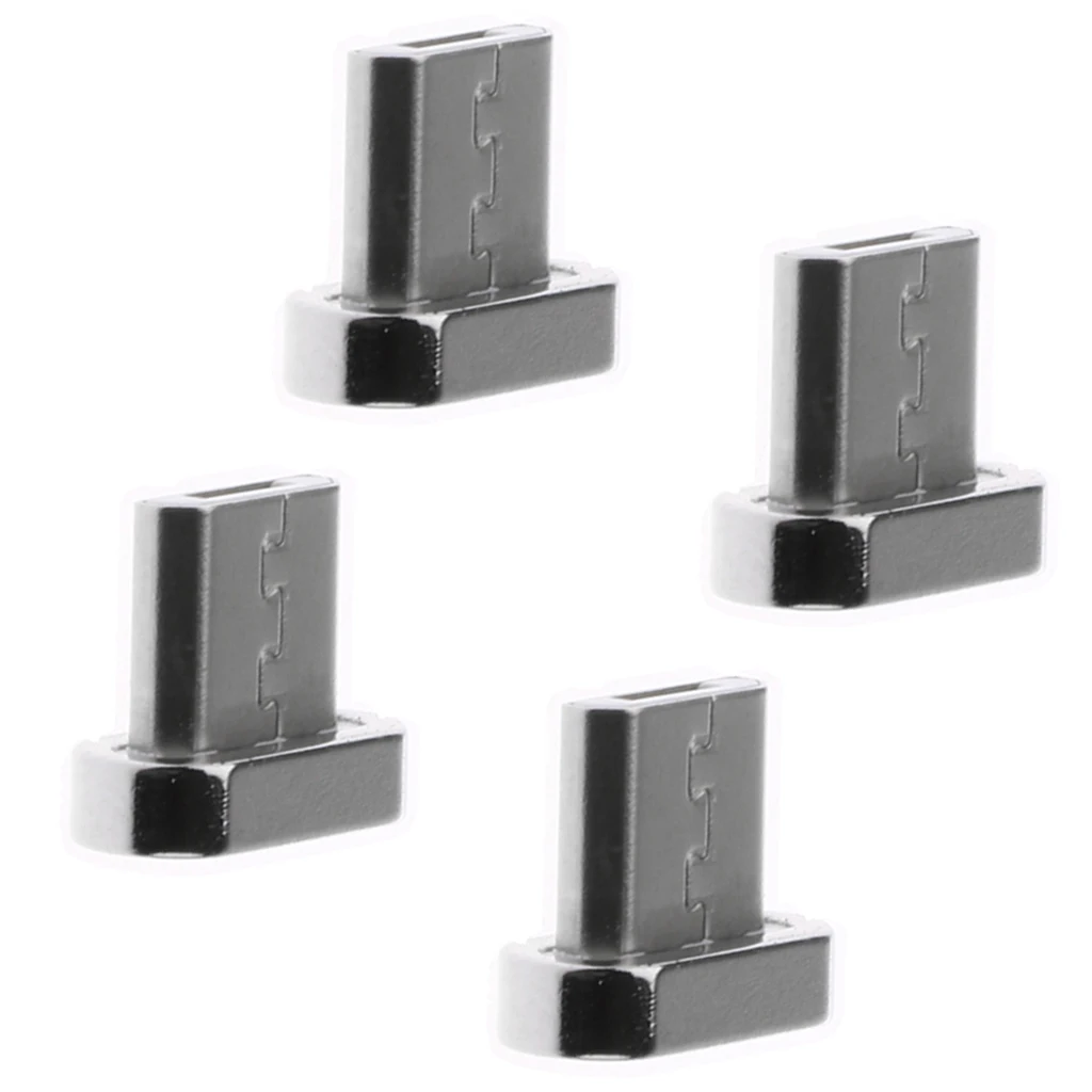 4 Pieces Alloy Micro USB Male Cord Magnetic Tip Charger Adapter Connector for Android Mobile Phones Silver