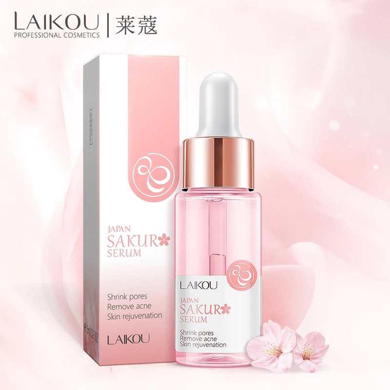 LAIKOU Sakura Face Serum Extract Shrink Pores Remove Acne Liquid Moisturizing Face Essence Hyaluronatic Vitamin C Face Skin Care LAIKOU Sakura Face Serum Extract Shrink Pores Remove Acne Liquid Moisturizing Face Essence Hyaluronatic Vitamin C Face Skin Care