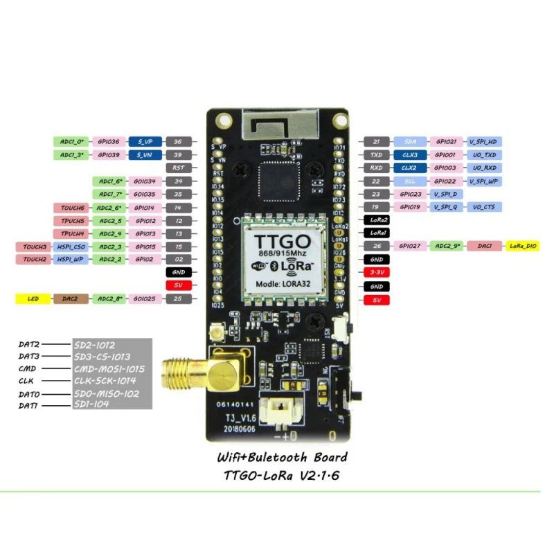 TTGO ESP32-Paxcounter LoRa32 V2.1 433MHZ LoRa ESP-32 OLED 0,96 sd-карта в дюймах wifi модуль Bluetooth