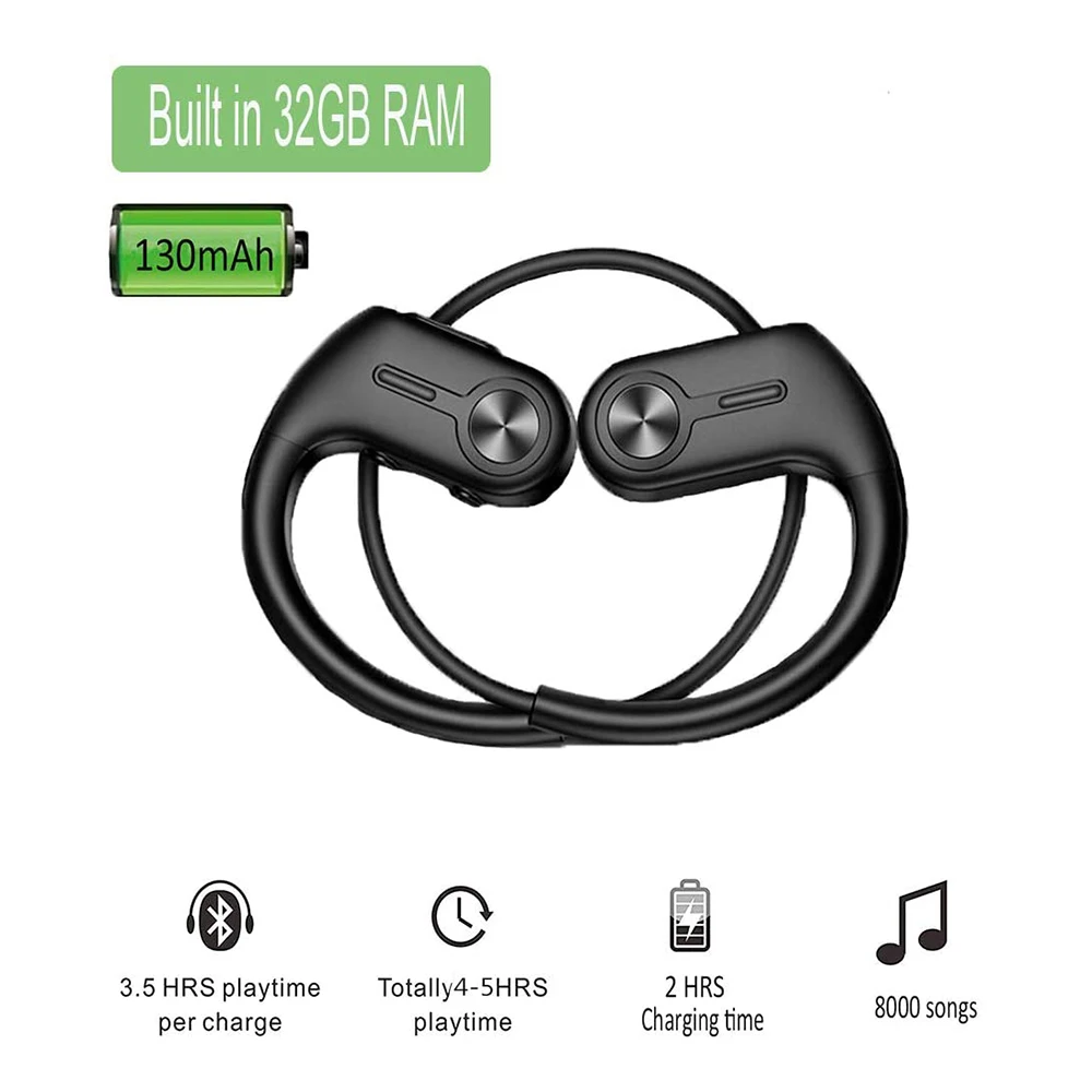 Bluetooth MP3 плеер 32 Гб спортивный мини mp3 наушники для подключения к плееру телефона