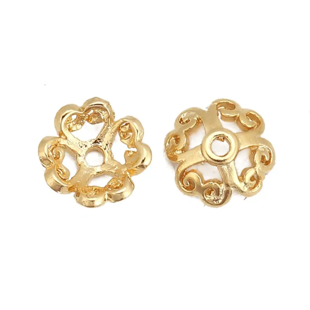 8 сезонов медные бусины шапки цветок 18K Золото Заполненные полые амулеты сделай