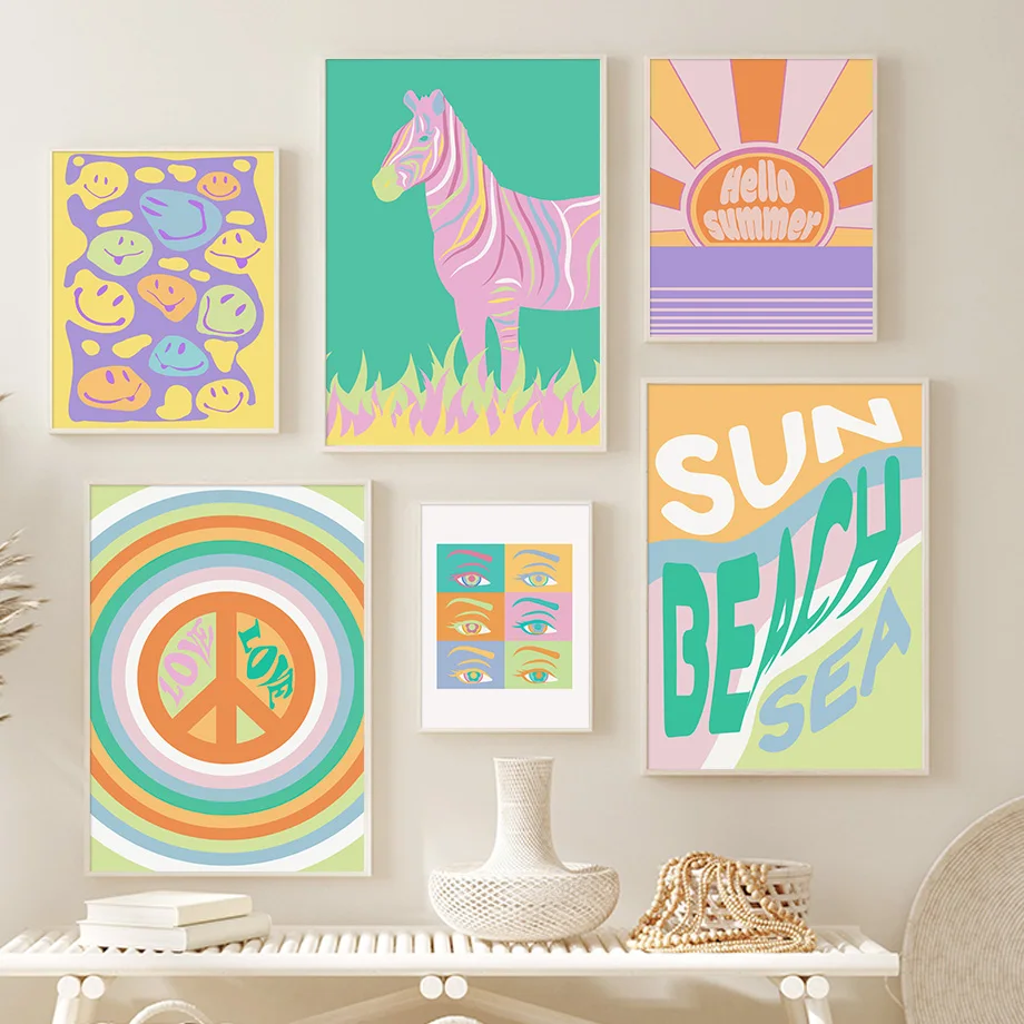 Настенная картина Sun Beach Sea Love Horse настенная Картина на холсте скандинавский