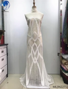 

Beautifical african sequins tulle laces fabric 2019 white lace fabrics sequin lace fabric shiny laces 5yards/lot ML3N227