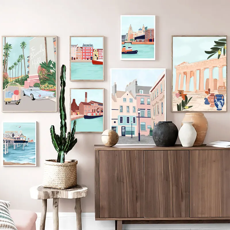 Nordic-Style-Postesrs-and-Prints-City-Canvas-Prints-Wall-Art-Street-View-Pictures-for-The-Home