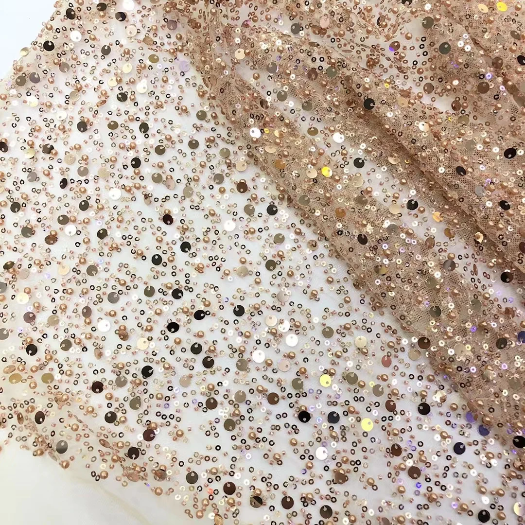 Lace Fabric Chiffon Lace Fabric 38 Colors Sequins Lace Beaded Pearl Fabric Crafts For Evening Dress Cloth By The Yard