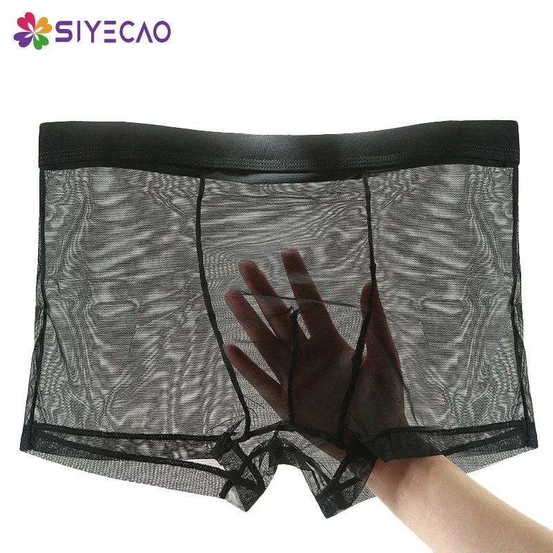 

Men Sexy Seamless Underwear Pants Ultra-thin Transparent Mens Boxershorts Mid-rise Mesh Male Slips Homme Panties Boxer Shorts