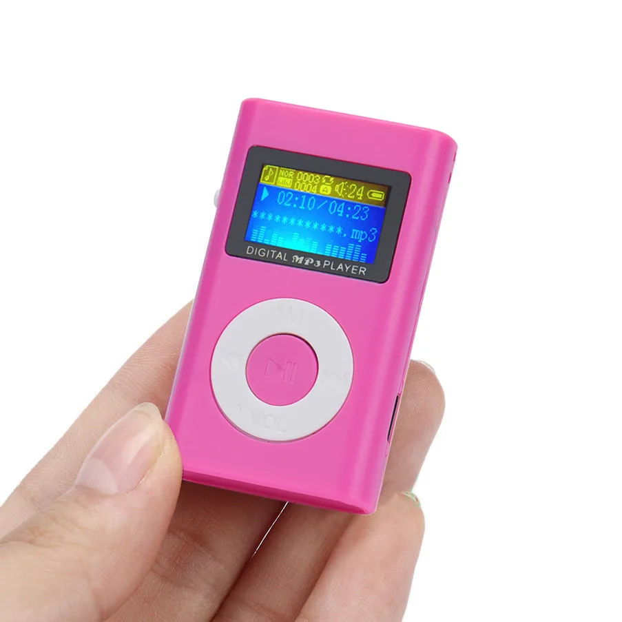 NEW stylish design USB Mini MP3 Player LCD Screen Support 32GB Micro SD TF Card Red#T2