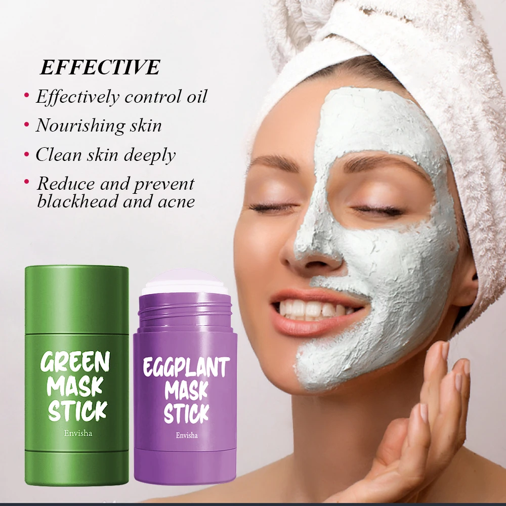 Skin Care Facial Mask Eggplant Green Tea Kaolin Clay Remove Acne Anti-Aging Moisturizing Oil Control Whitening Deep Hydration blackhead remover facial mask acne treatment oil control shrink pore washable whitening moisturizing deep cleaning clay mud mask