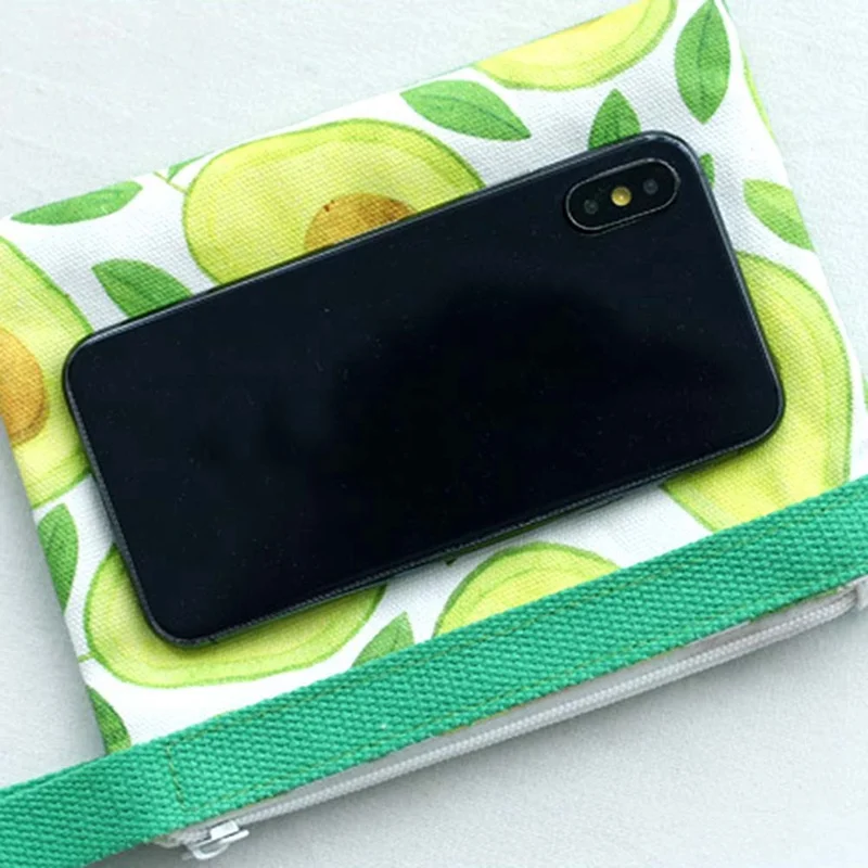 Fruit Print Clutch Cotton Cell Phone Bag Coin Purse Fresh Fruit Print Hand Purses Ladies Money Bag