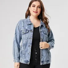 

2021 Spring Plus Size Denim jacket woman ladies fashion jean coats and jackets
