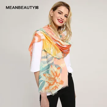 

New maple leaf print sheep sticky foreign trade scarf cotton high-grade feel dual-use scarf