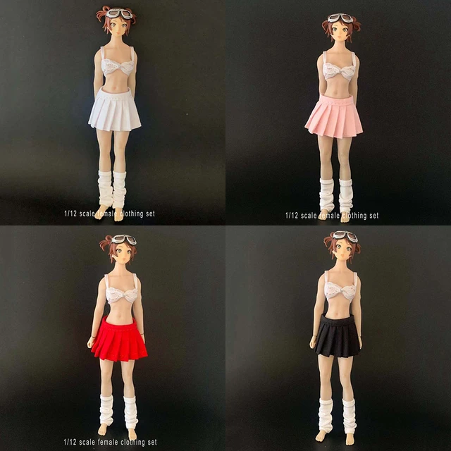  1/12 Scale Female Clothes,Female Student Shirt Pleated